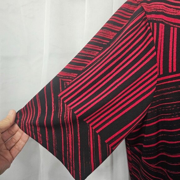 KSL Kari Stevens Red Black Striped Tribal Sift Dress Office 2X - Picture 3 of 11